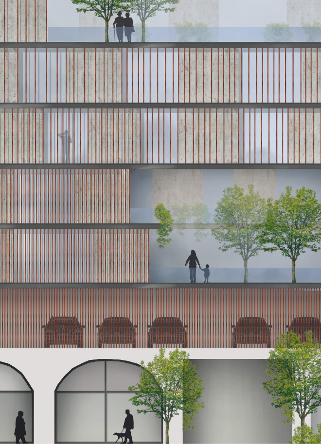 De Hofbogen Rotterdam - Fassadenausschnitt