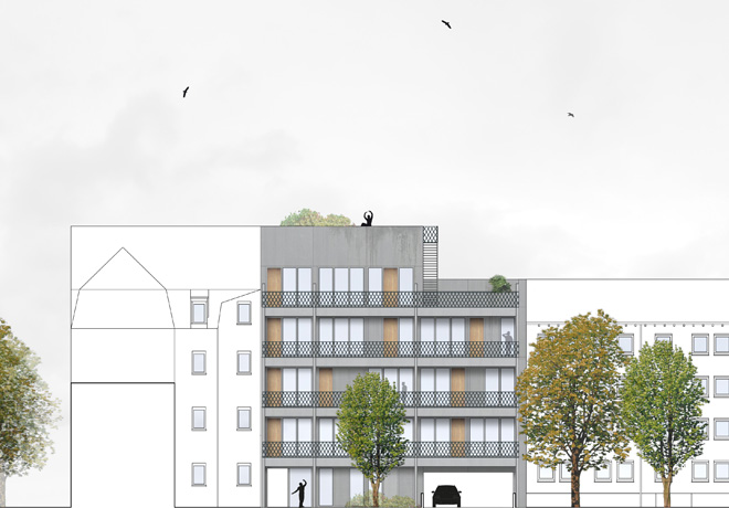 Ansicht Wohn+Arbeitshaus Garten