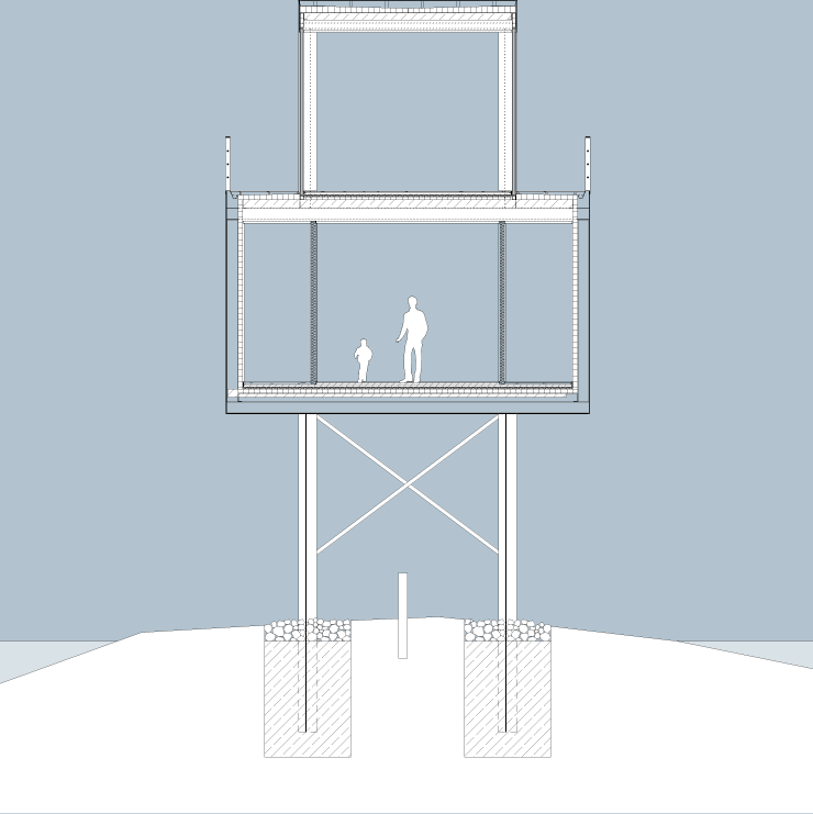 Konstruktionsschnitt Besucherzentrum Wattenmeer